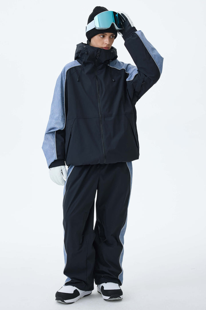 Women's Olive & Plum Noir Contrast Panel Reflective Snow Jacket