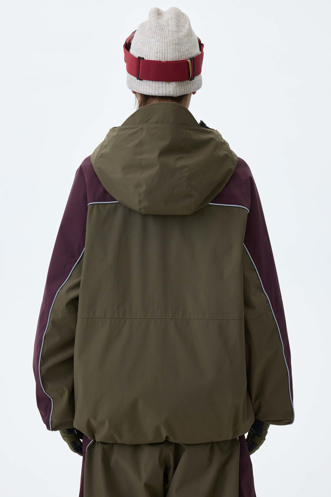 Women's Olive & Plum Noir Contrast Panel Reflective Snow Jacket