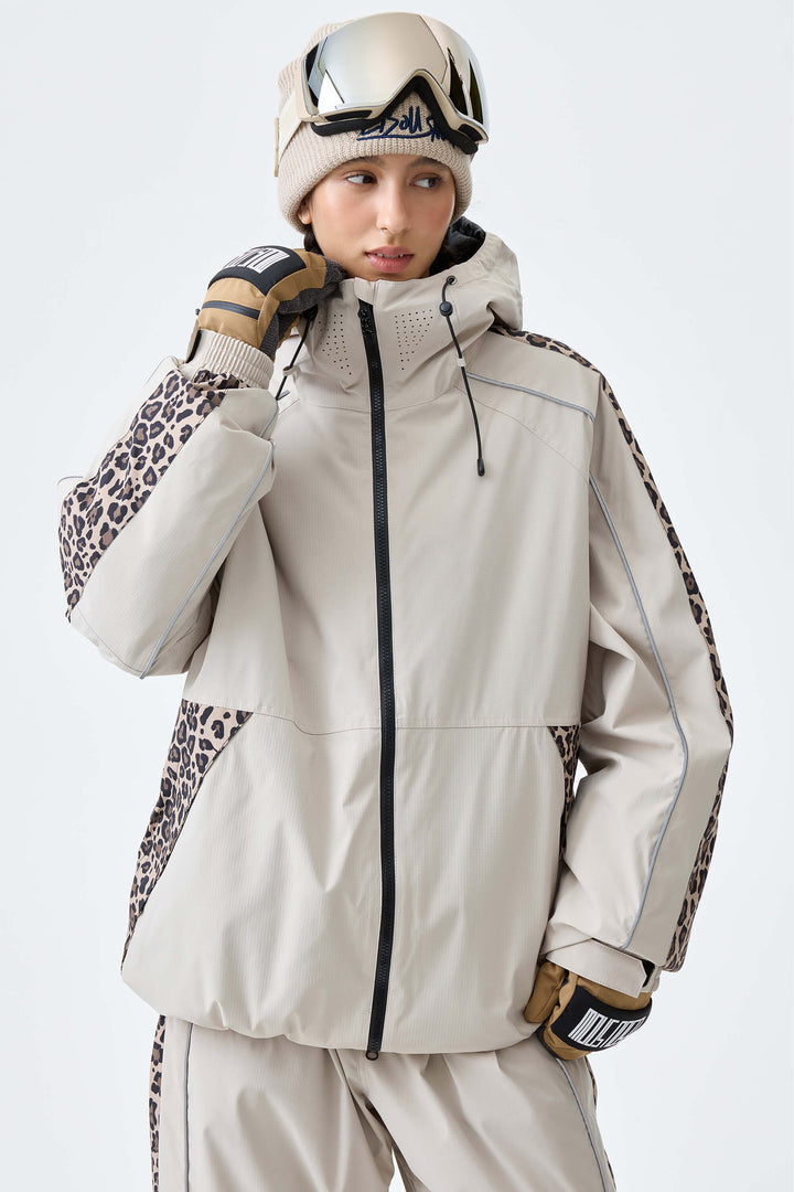Women's Black Side-Panel Reflective Insulated Snow Jacket
