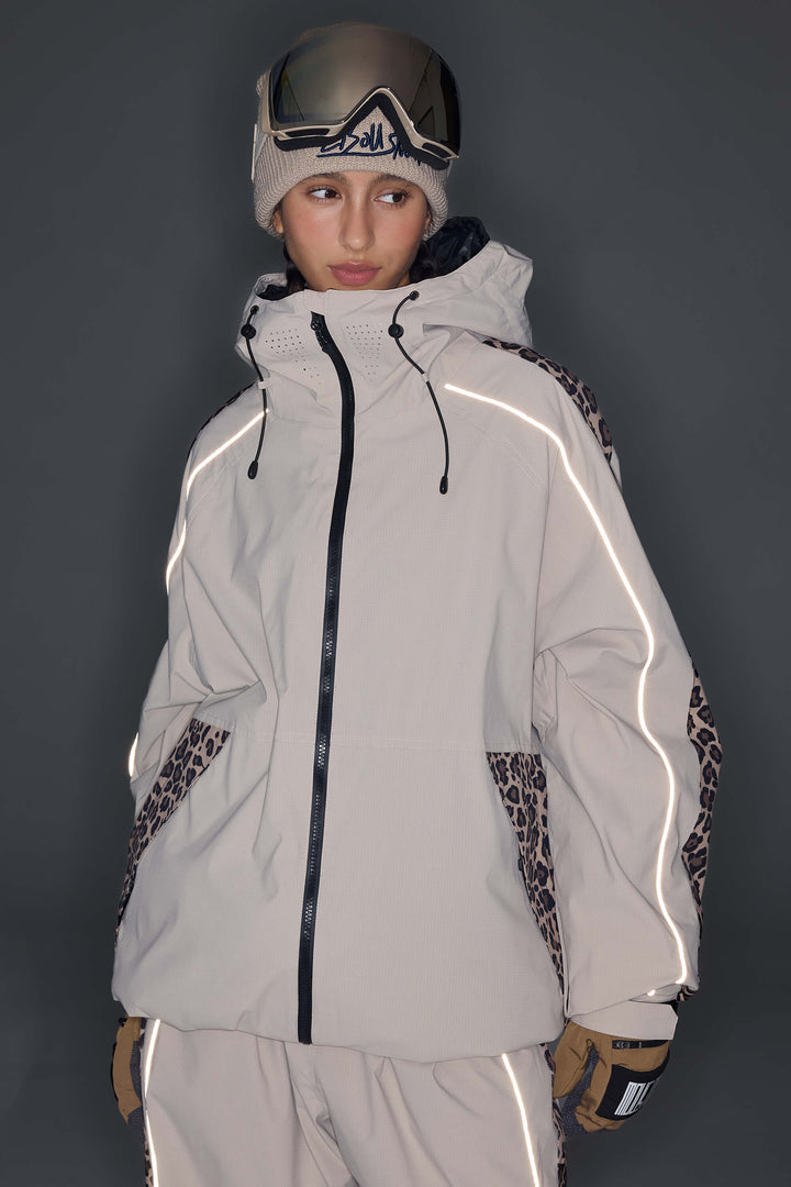 Women's Black Side-Panel Reflective Insulated Snow Jacket