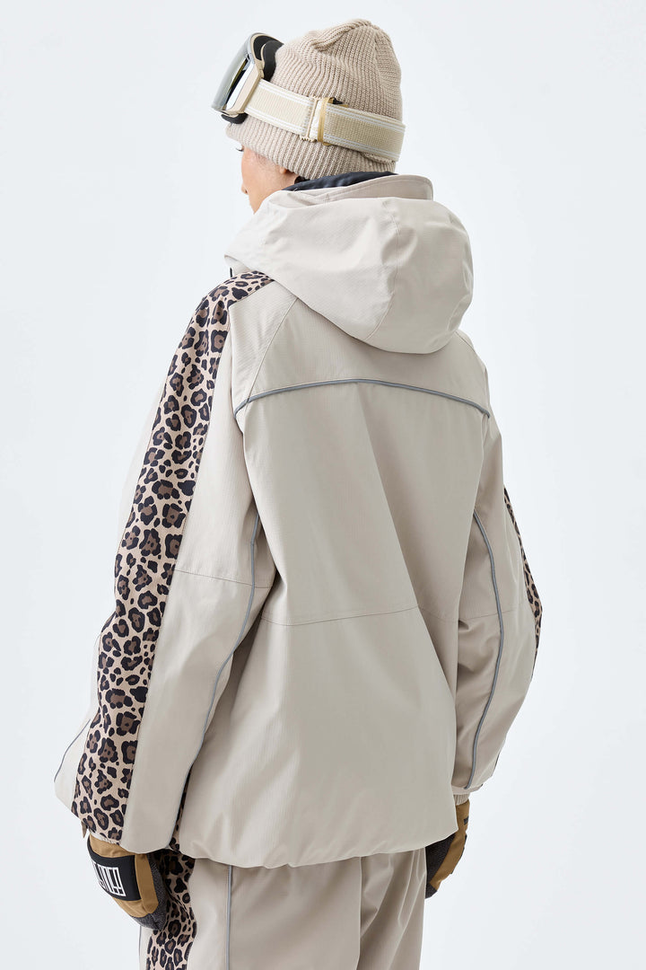 Women's Off White Side-Panel Reflective Insulated Snow Jacket