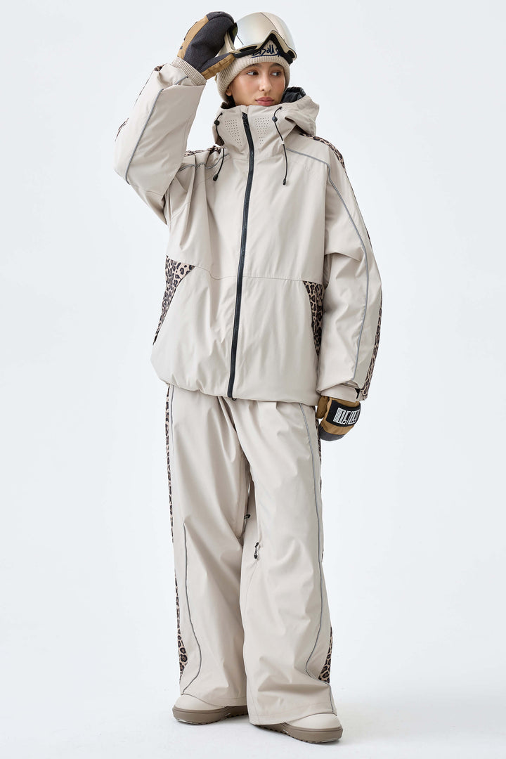 Women's Black Side-Panel Reflective Insulated Snow Jacket