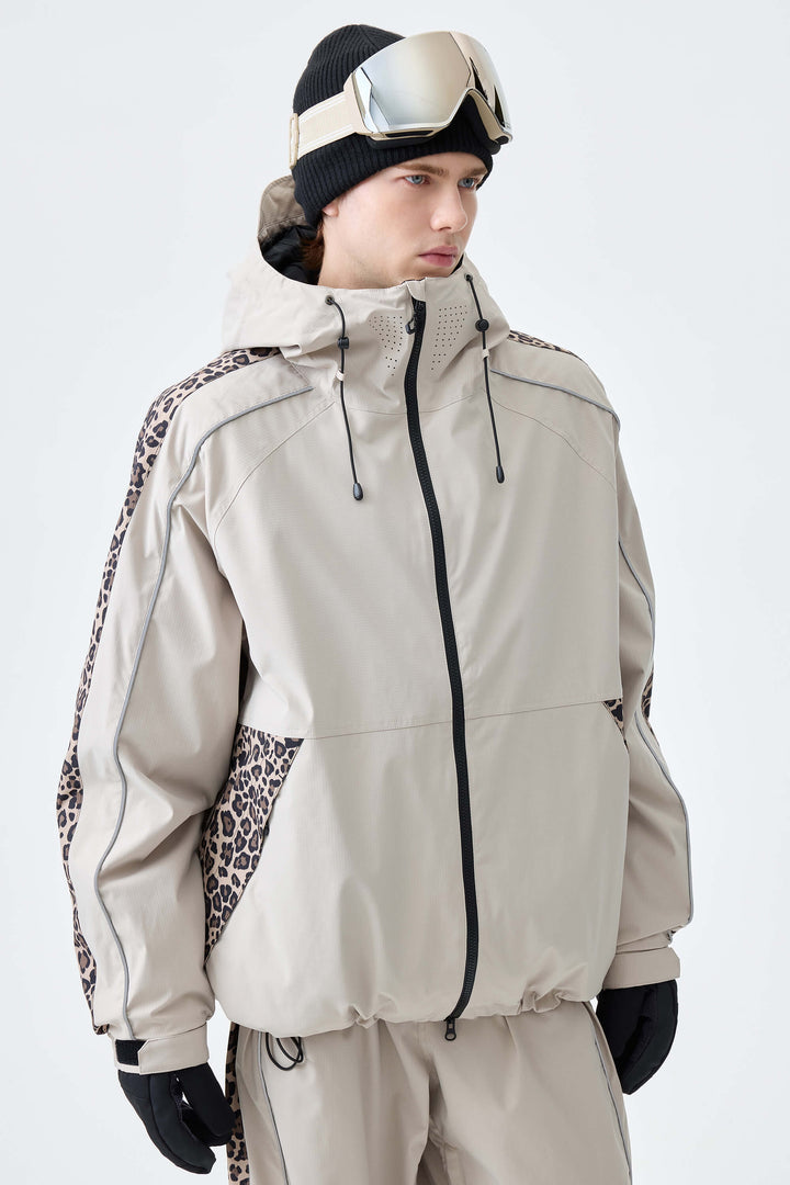 Men's Black Side-Panel Reflective Insulated Snow Jacket