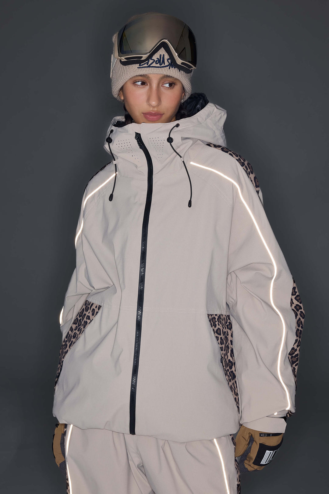 Men's Black Side-Panel Reflective Insulated Snow Jacket