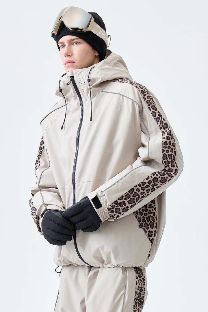 Men's Black Side-Panel Reflective Insulated Snow Jacket