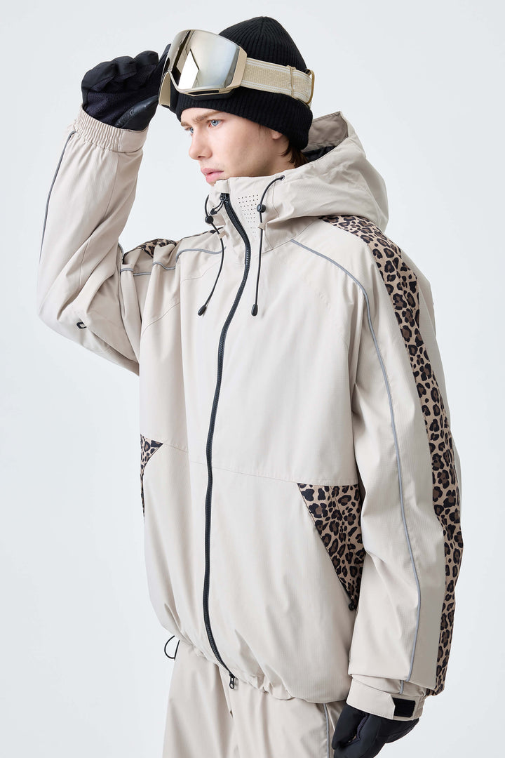 Men's Off White Side-Panel Reflective Insulated Snow Jacket