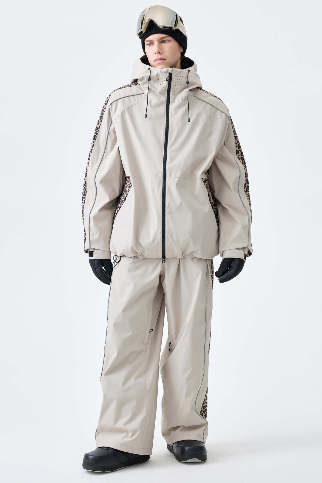 Men's Off White Side-Panel Reflective Insulated Snow Jacket