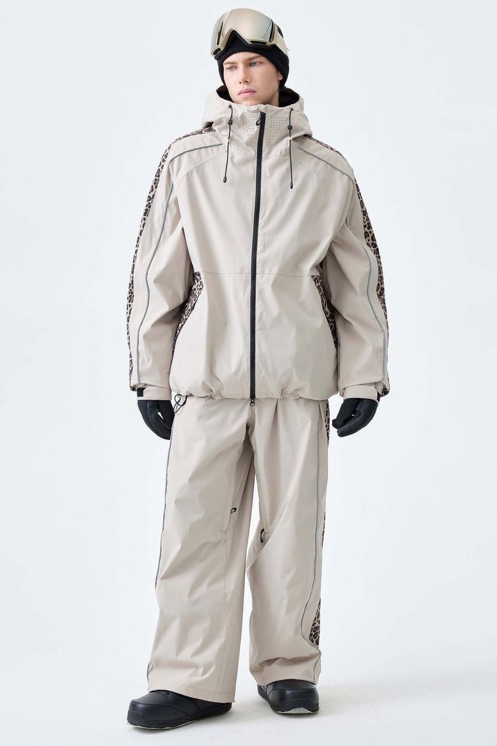 Men's Off White Side-Panel Reflective Insulated Snow Jacket