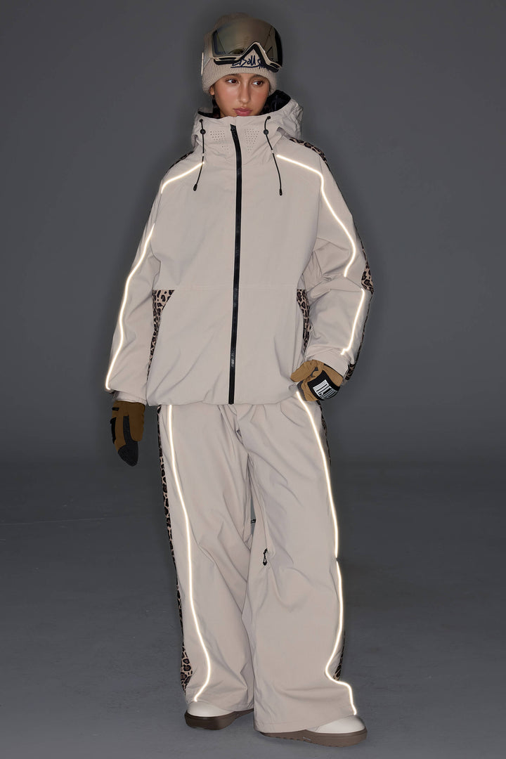 Men's Off White Side-Panel Reflective Insulated Snow Jacket