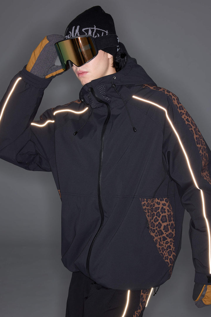 Women's Black Side-Panel Reflective Insulated Snow Jacket