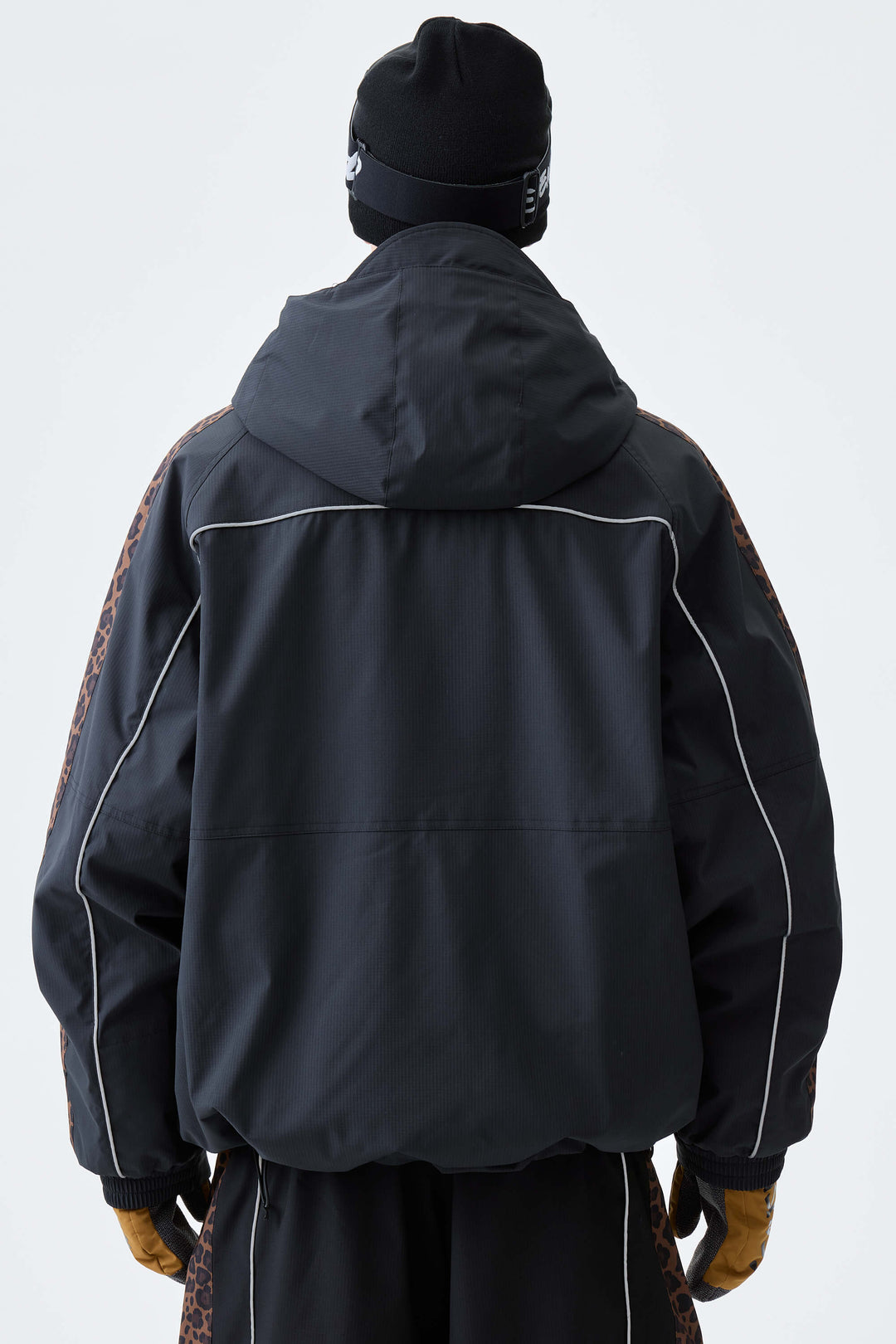 Men's Black Side-Panel Reflective Insulated Snow Jacket