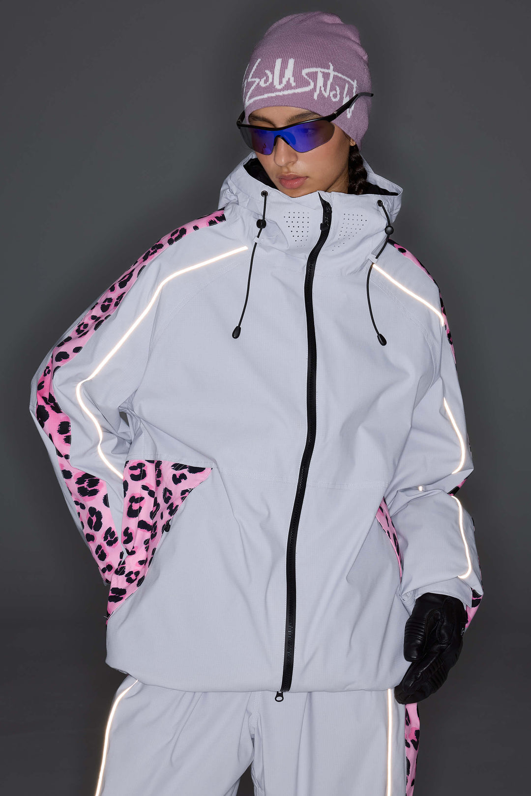 Women's Black Side-Panel Reflective Insulated Snow Jacket