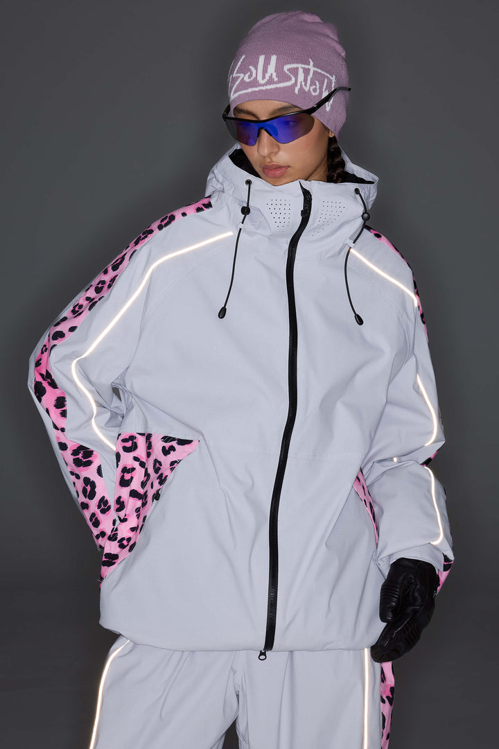 Women's Black Side-Panel Reflective Insulated Snow Jacket