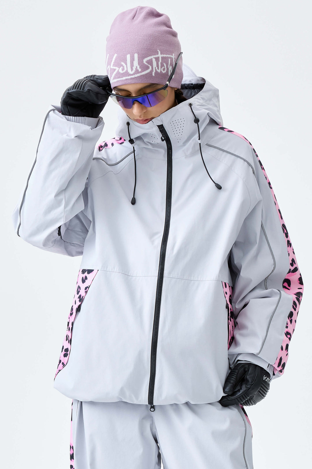 Women's Black Side-Panel Reflective Insulated Snow Jacket