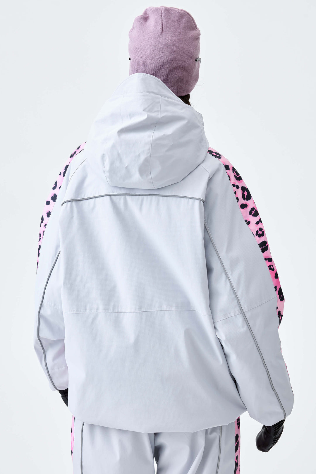 Women's Light Gray Side-Panel Reflective Insulated Snow Jacket