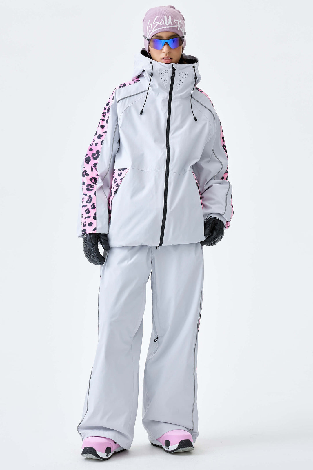 Women's Black Side-Panel Reflective Insulated Snow Jacket