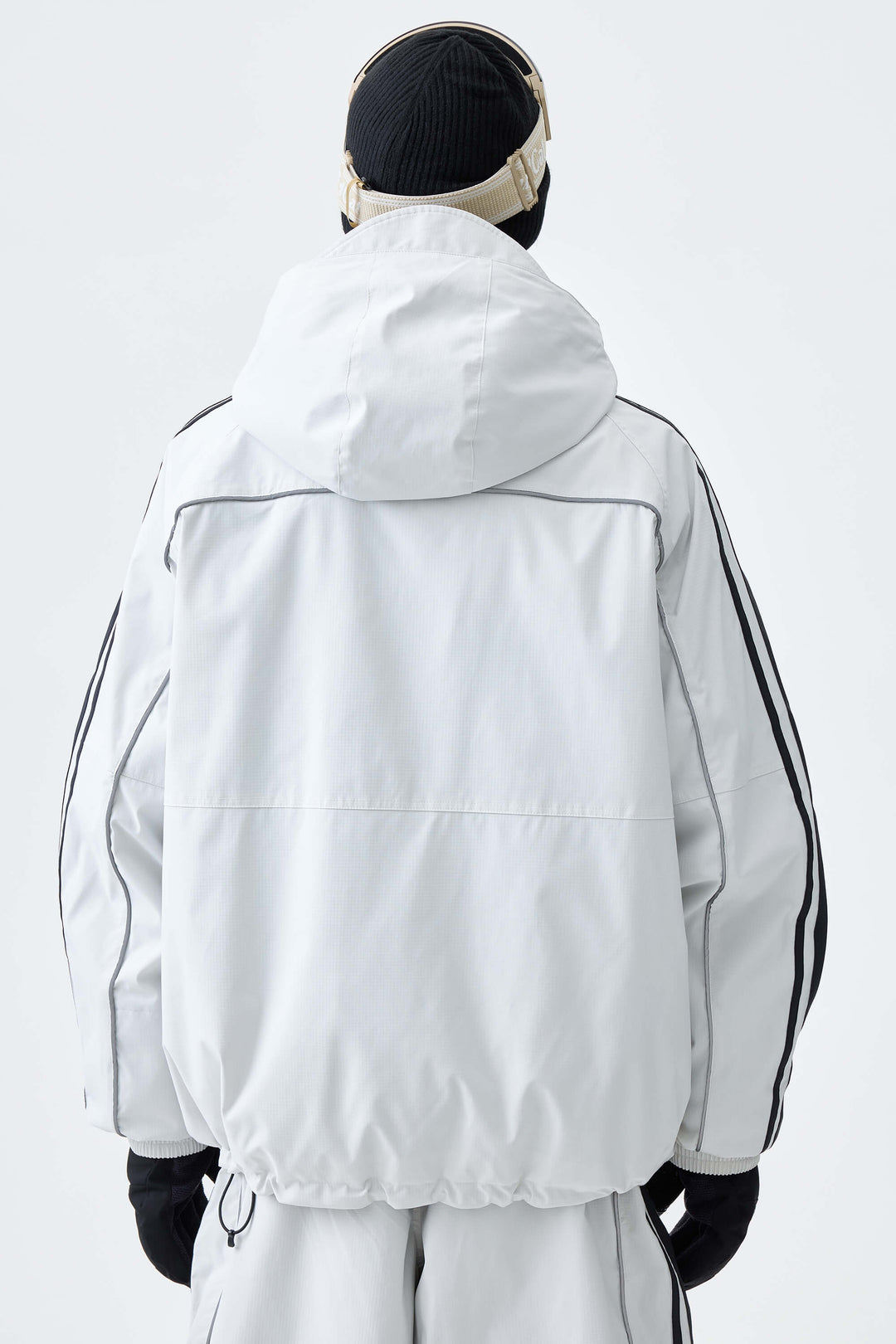Men's Off White Retro Side Stripe Reflective Snow Jacket