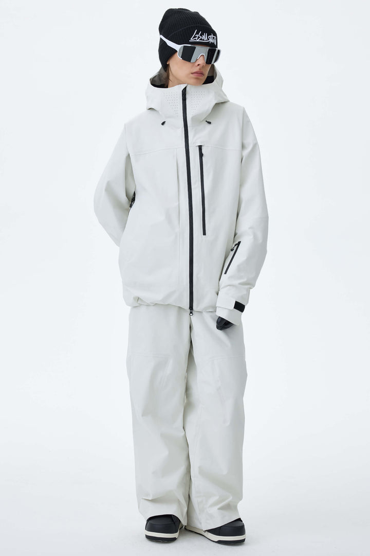 Women's Light Gray Alpine Shield 3L Asymmetric Insulated Ski Jacket