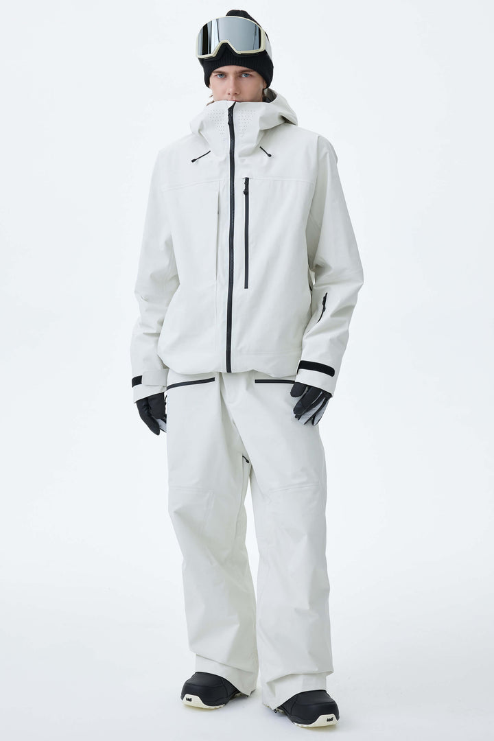 Men's Light Gray Alpine Shield 3L Asymmetric Insulated Ski Jacket