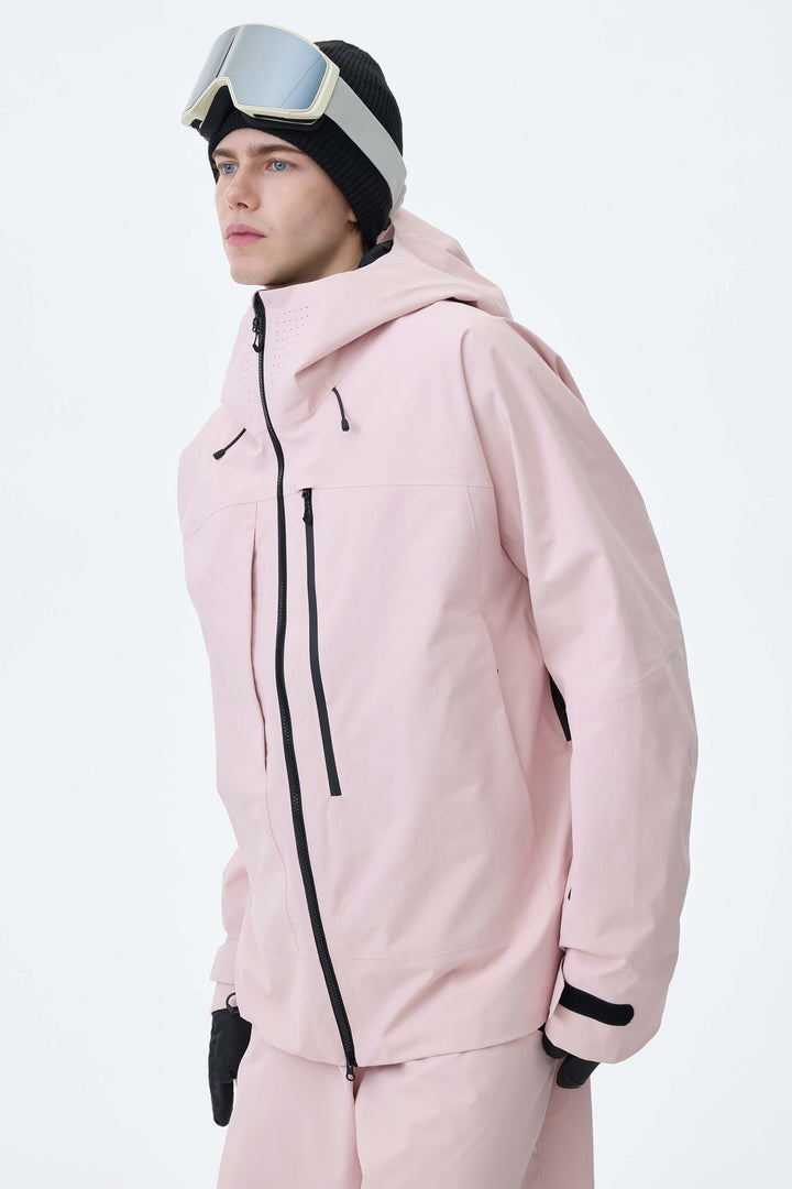 Men's Pink Alpine Shield 3L Asymmetric Insulated Ski Jacket