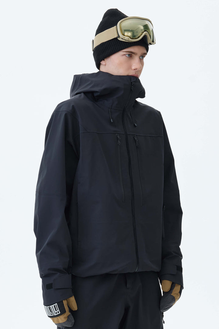 Men's Black 3L Technical Hardshell Snow Jacket