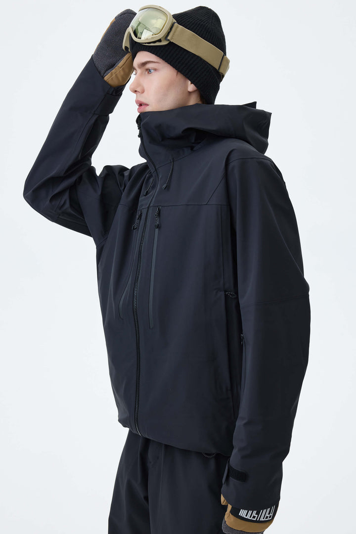 Men's Black 3L Technical Hardshell Snow Jacket