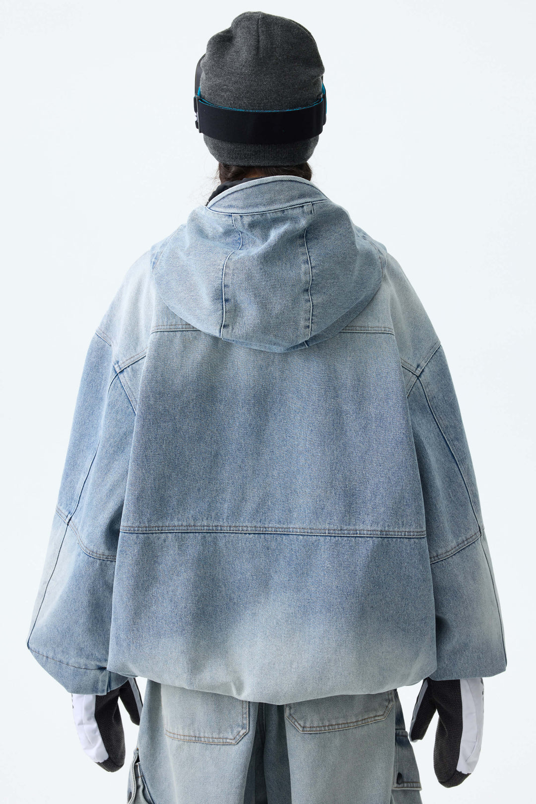 Women's Light Blue Wash Real Denim Vintage Utility Snow Jackets