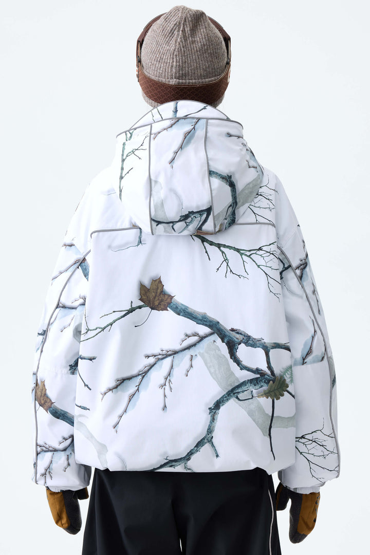 Women's Winter Branch Camo Reflective Piping Insulated Snow Jacket