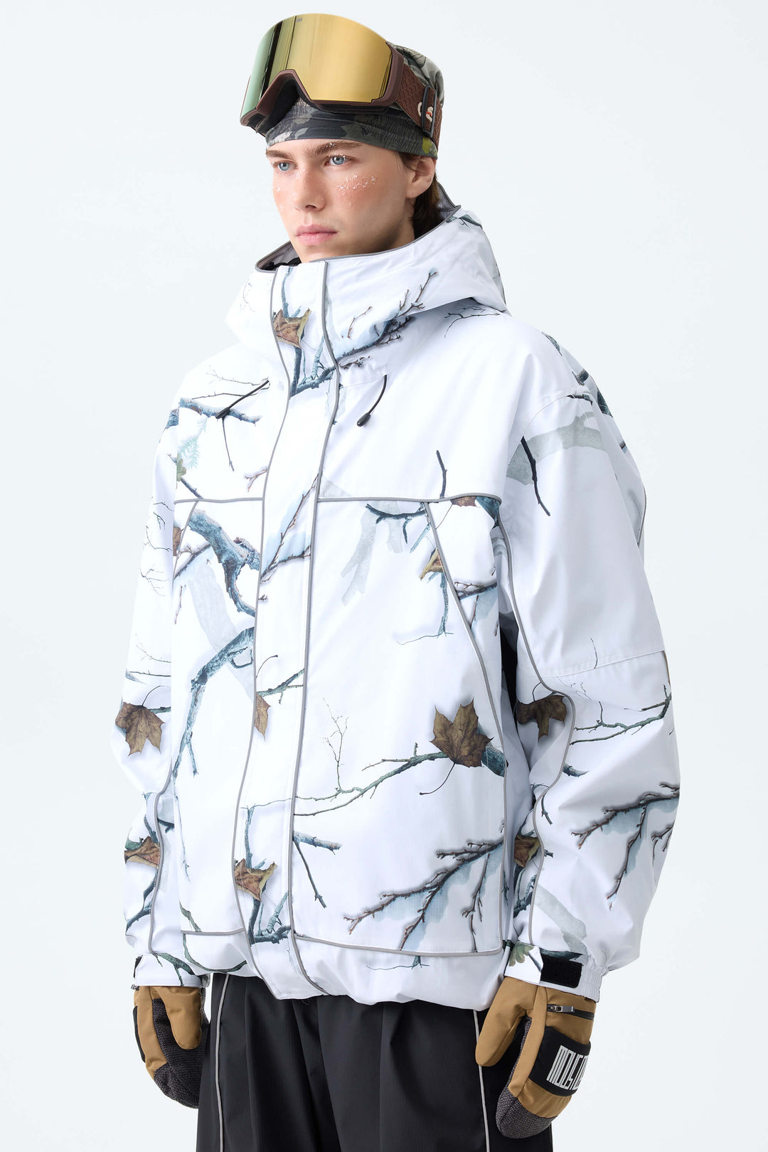 Men's Black Reflective Piping Insulated Snow Jacket
