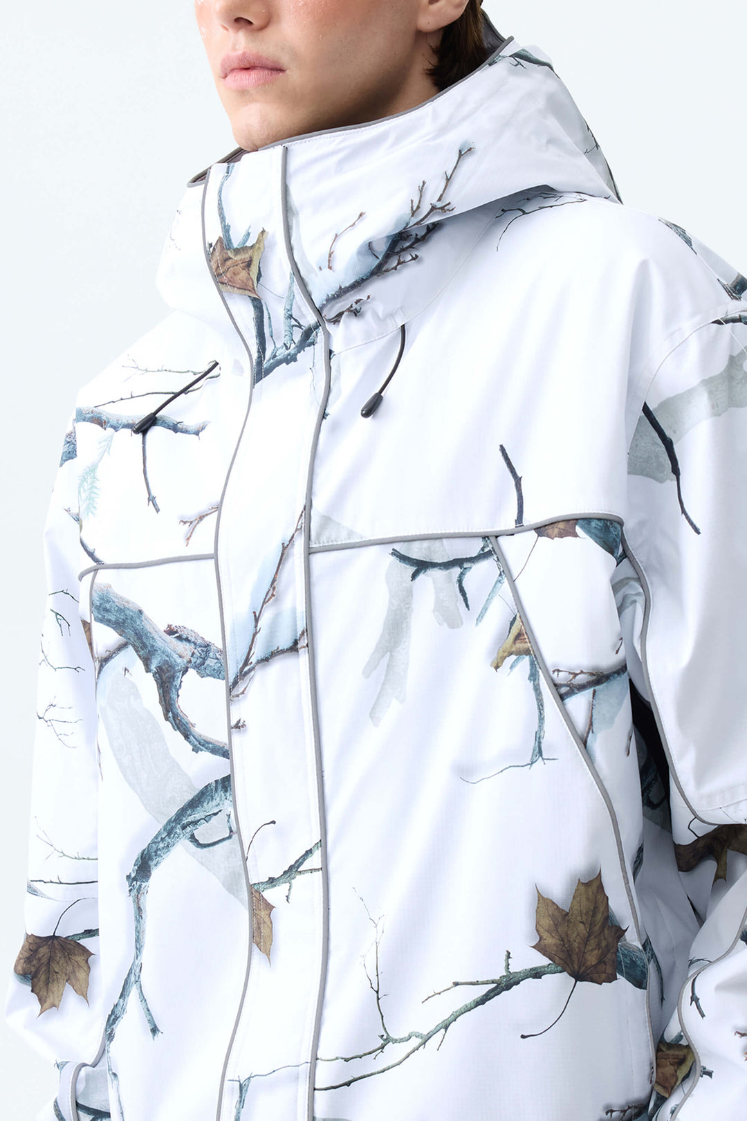 Men's Winter Branch Camo Reflective Piping Insulated Snow Jacket