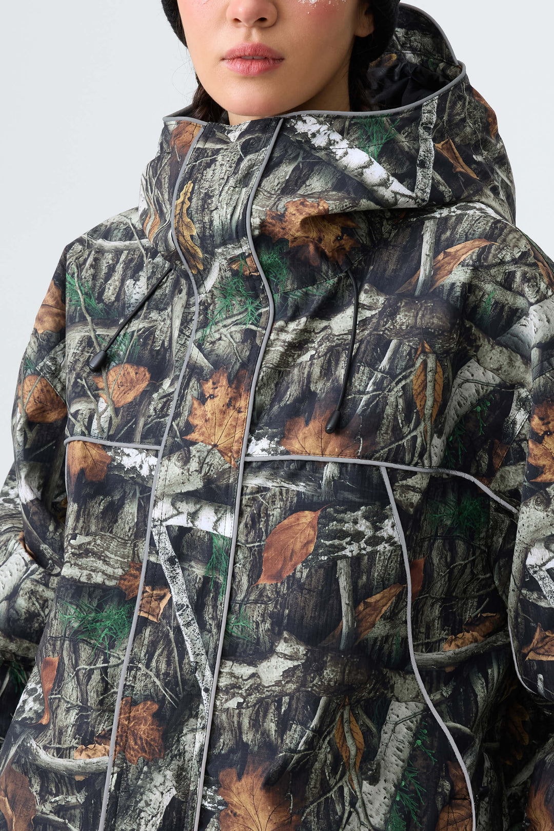 Women's Bark Woodland Camo Reflective Piping Insulated Snow Jacket