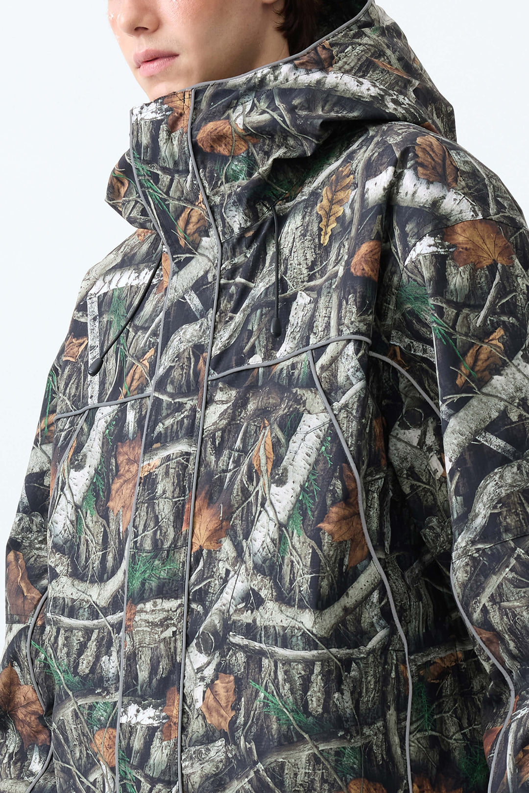 Men's Bark Woodland Camo Reflective Piping Insulated Snow Jacket