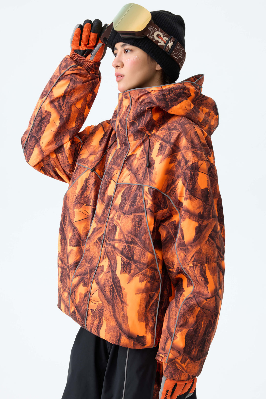 Women's Blaze Woodland Camo Reflective Piping Insulated Snow Jacket