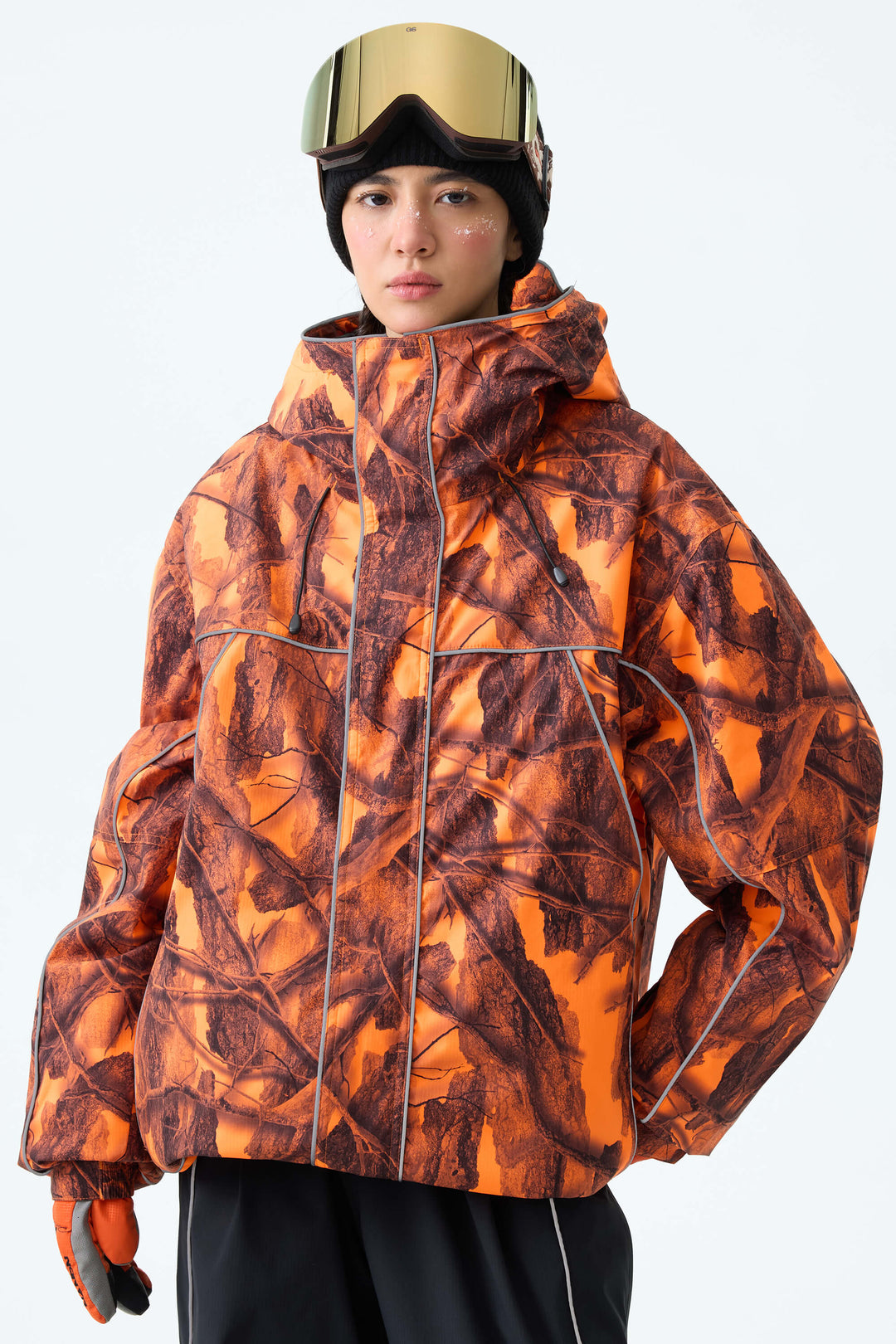 Women's Blaze Woodland Camo Reflective Piping Insulated Snow Jacket