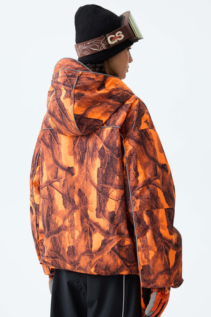 Women's Blaze Woodland Camo Reflective Piping Insulated Snow Jacket