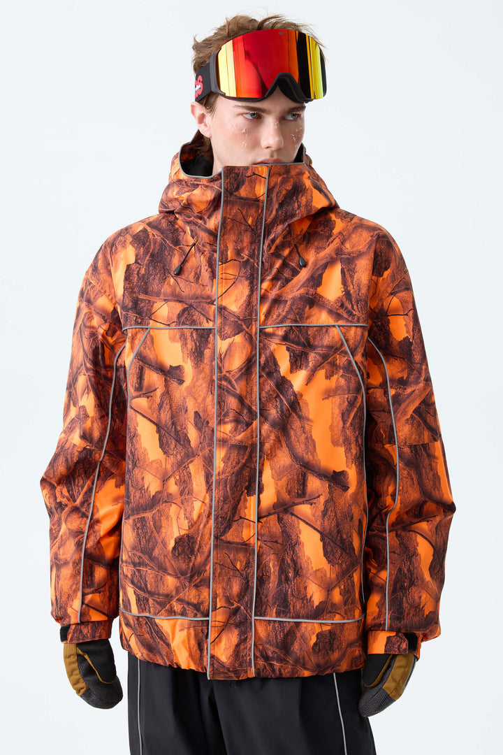 Men's Blaze Woodland Camo Reflective Piping Insulated Snow Jacket