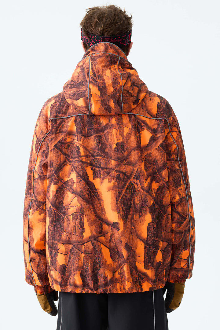 Men's Blaze Woodland Camo Reflective Piping Insulated Snow Jacket