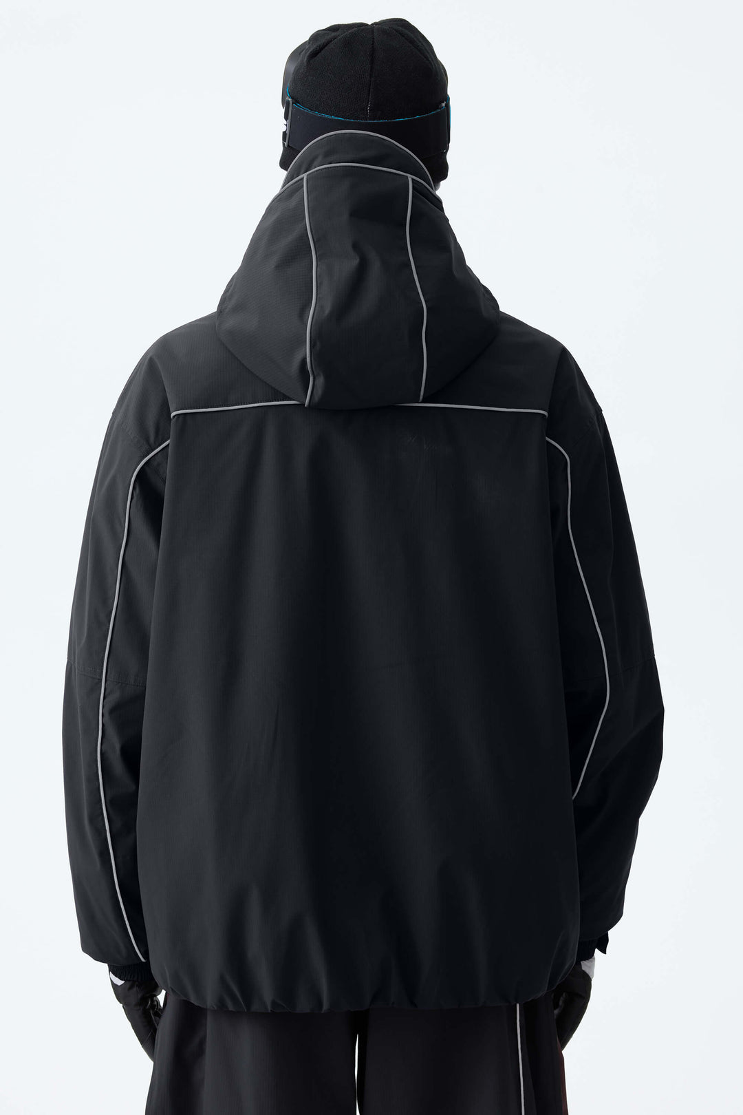 Men's Black Reflective Piping Insulated Snow Jacket