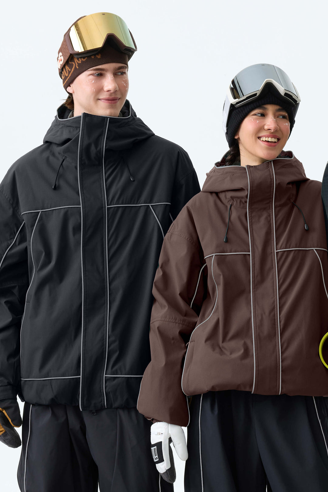 Men's Black Reflective Piping Insulated Snow Jacket