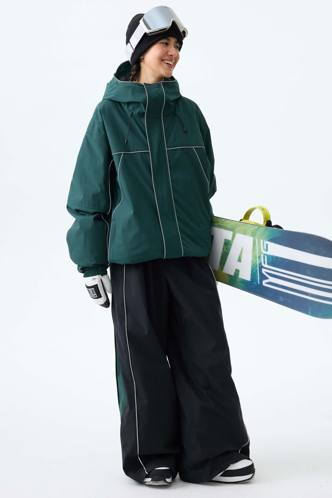 Women's Brown Reflective Piping Insulated Snow Jacket