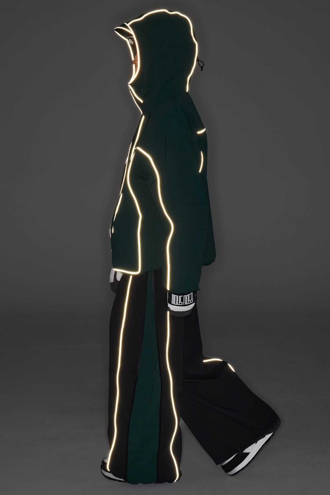 Women's Dark Green Reflective Piping Insulated Snow Jacket