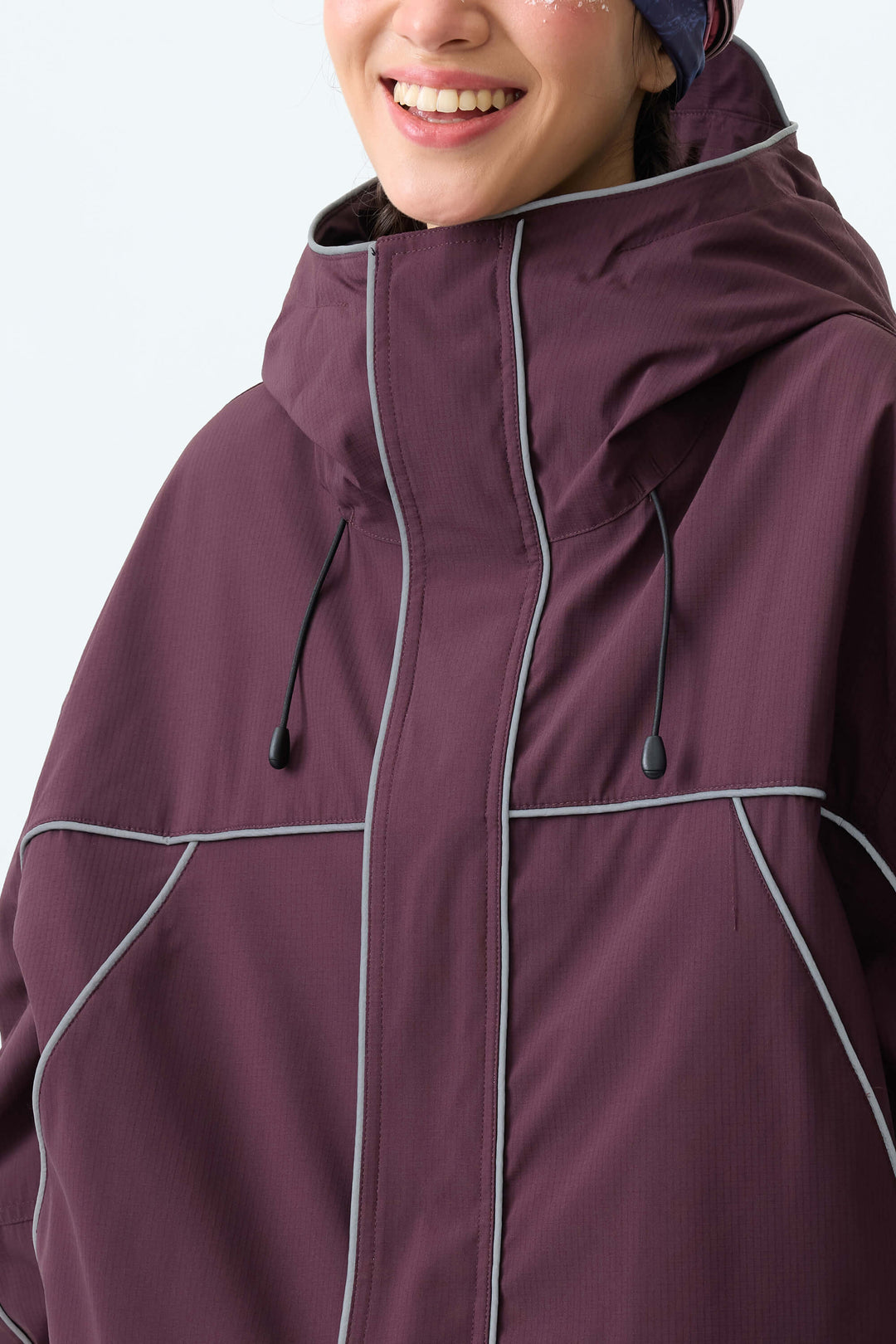 Women's Plum Noir Reflective Piping Insulated Snow Jacket