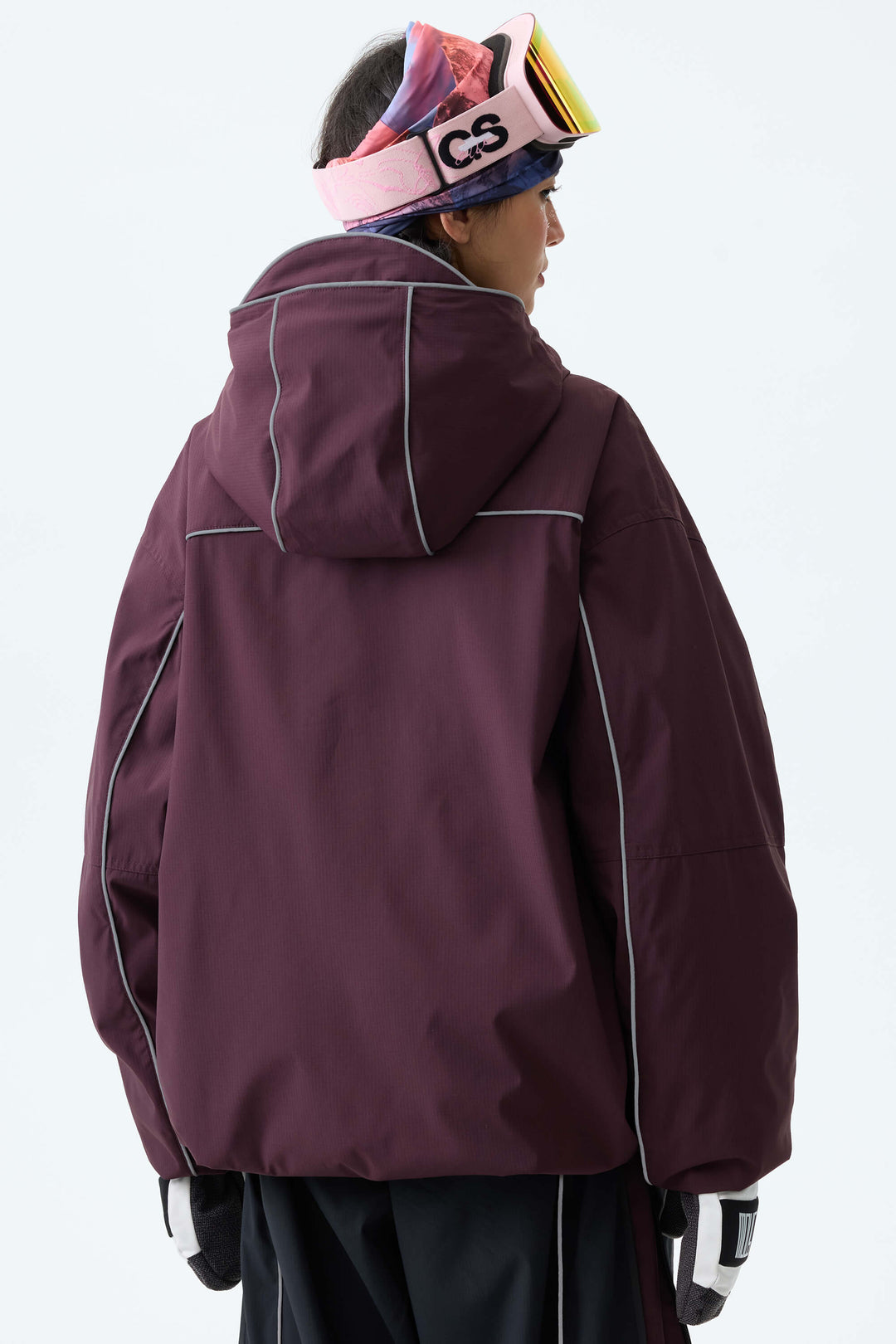Women's Plum Noir Reflective Piping Insulated Snow Jacket