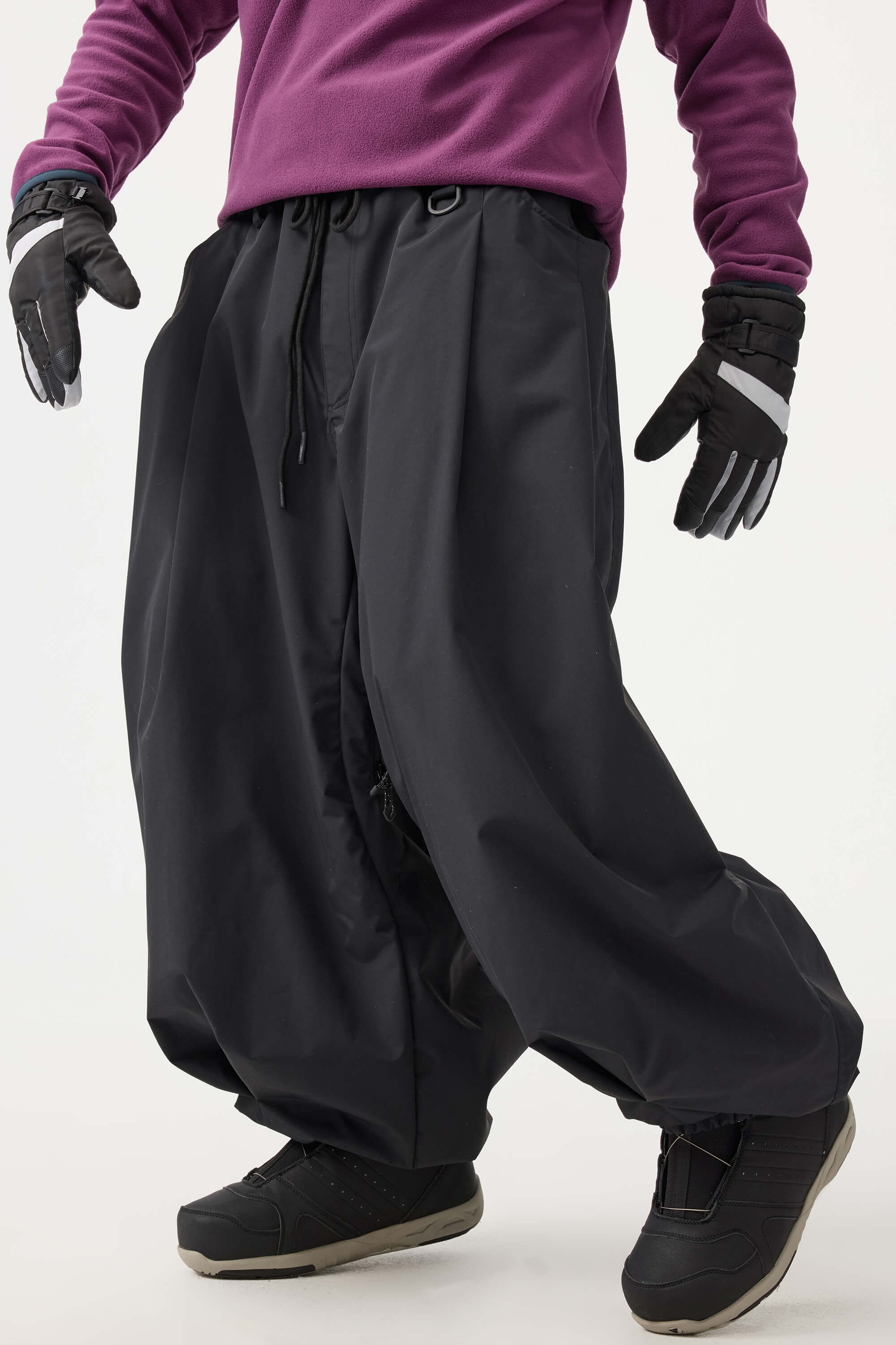 Men's Black Drawstring Baggy Balloon Snow Pants – GSou Snow