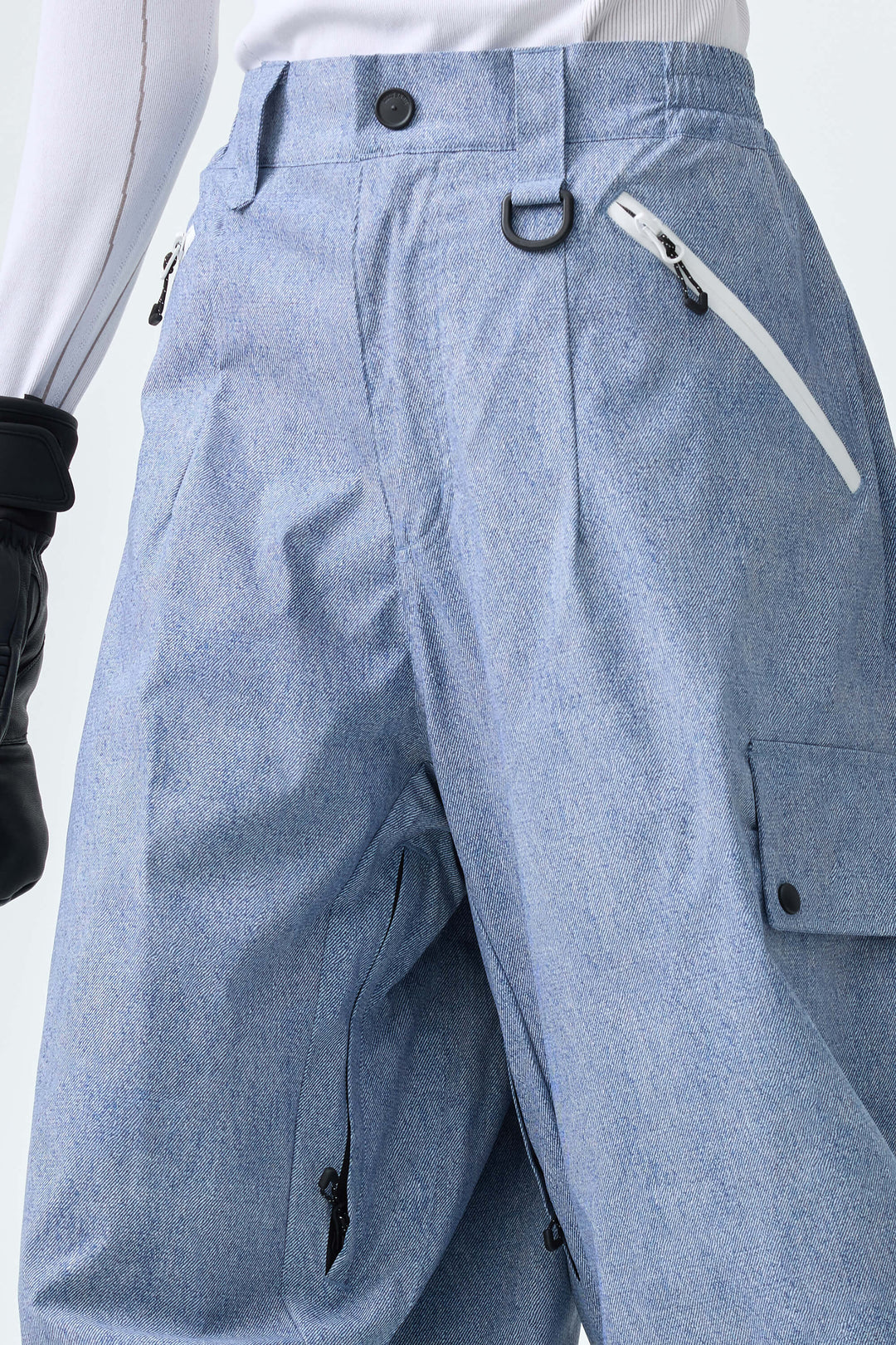 Women's Washed Denim Baggy Wear-resistant Waterproof Snow Pants