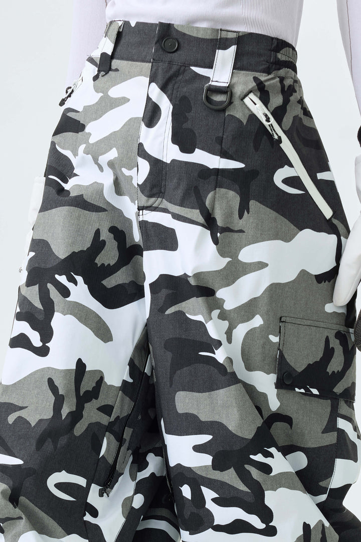 Women's Frost Camo Baggy Wear-resistant Waterproof Snow Pants