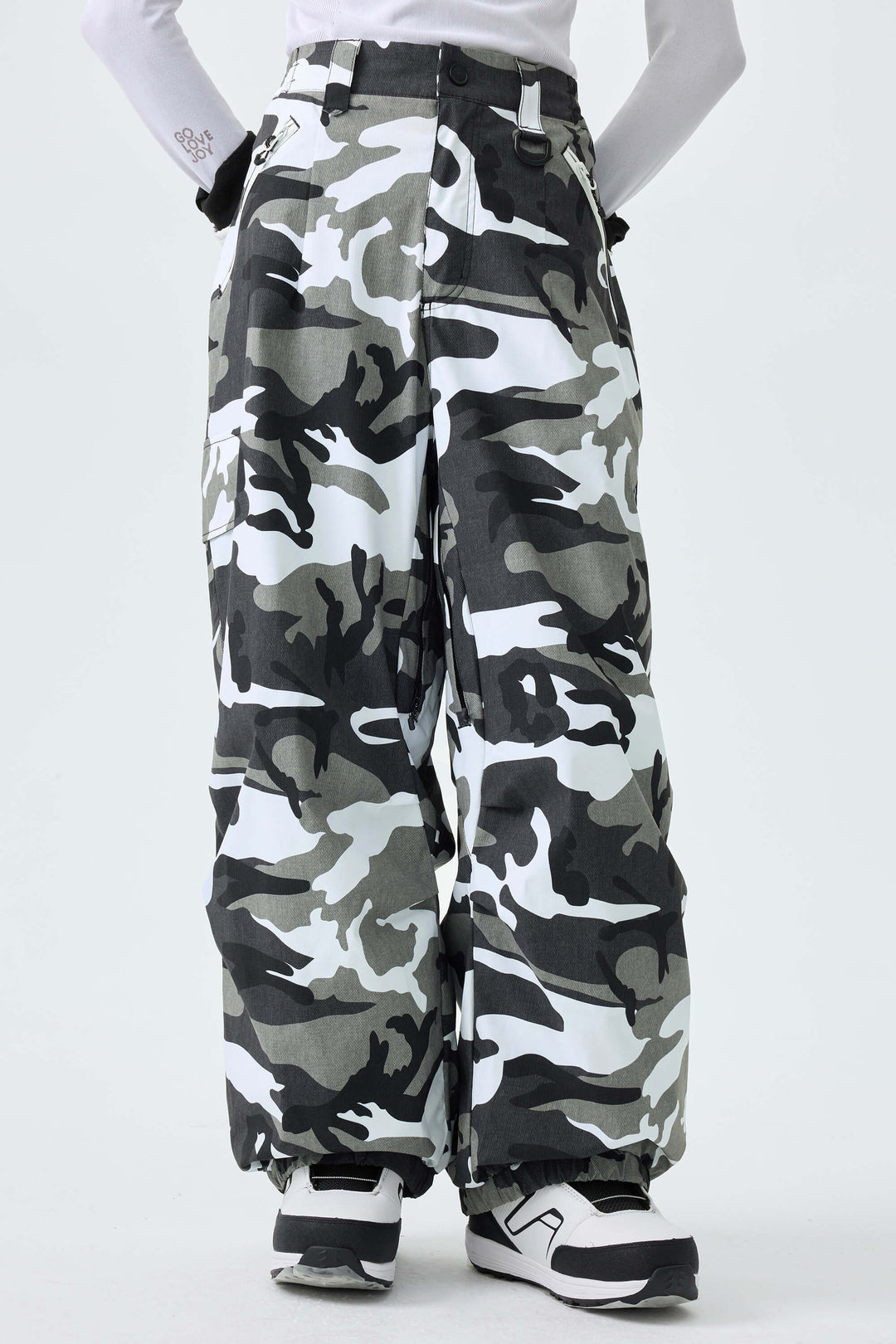 Women's Frost Camo Baggy Wear-resistant Waterproof Snow Pants