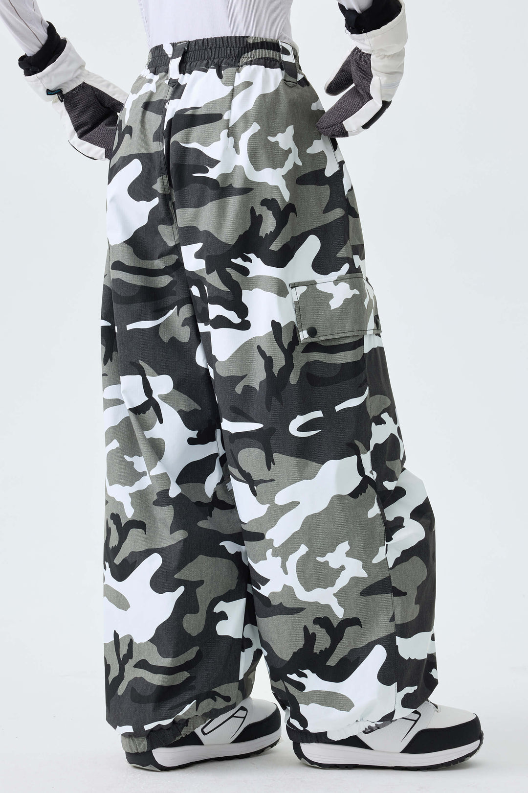 Women's Frost Camo Baggy Wear-resistant Waterproof Snow Pants