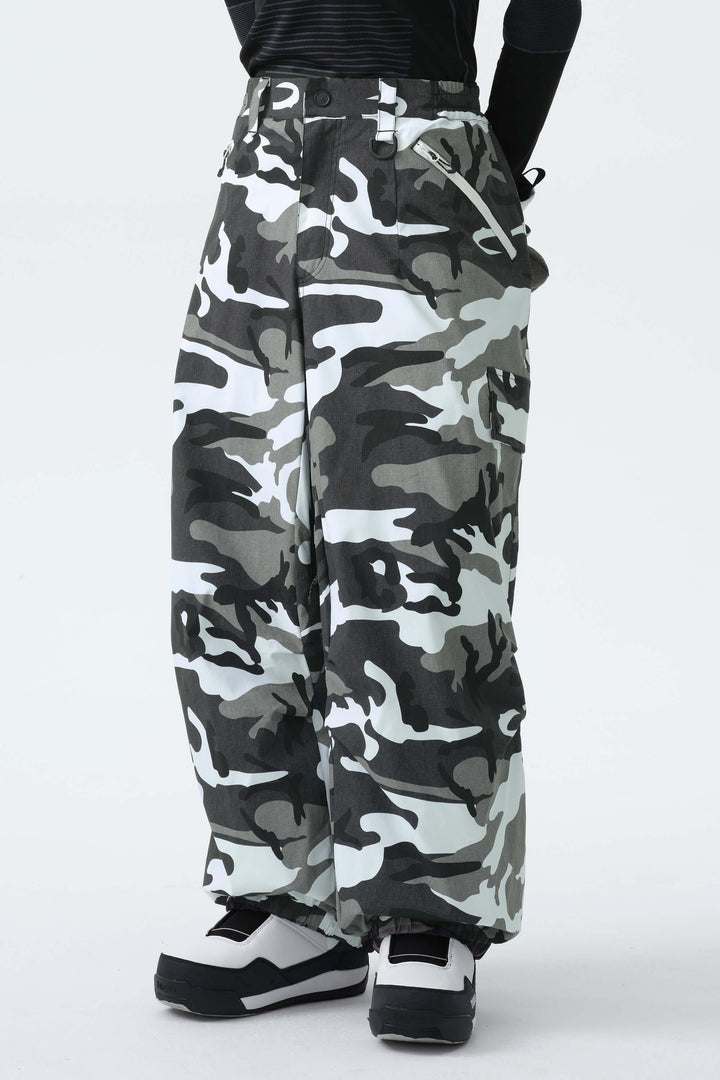 Men's Ice Blue Baggy Wear-resistant Waterproof Snow Pants