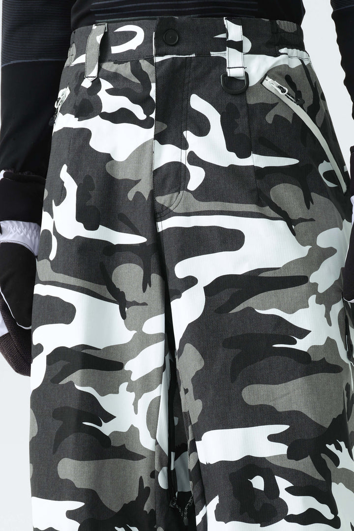 Men's Frost Camo Baggy Wear-resistant Waterproof Snow Pants